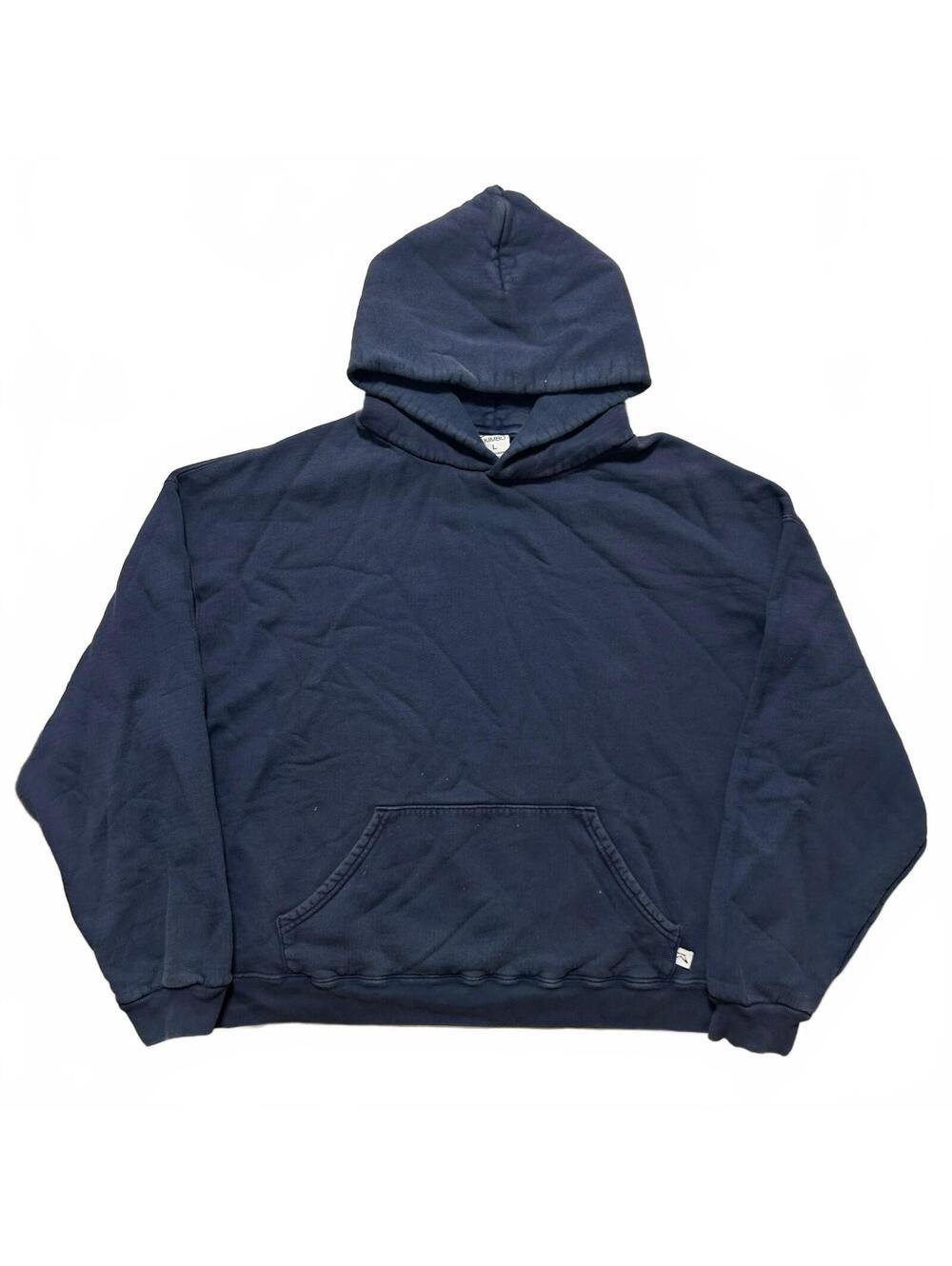 Akimbo Club Oversized Boxy Organic Cotton Pullover Hoodie Mens L Navy Streetwear